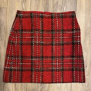 NWOT Loft Christmas Red Plaid Women's Skirt 4